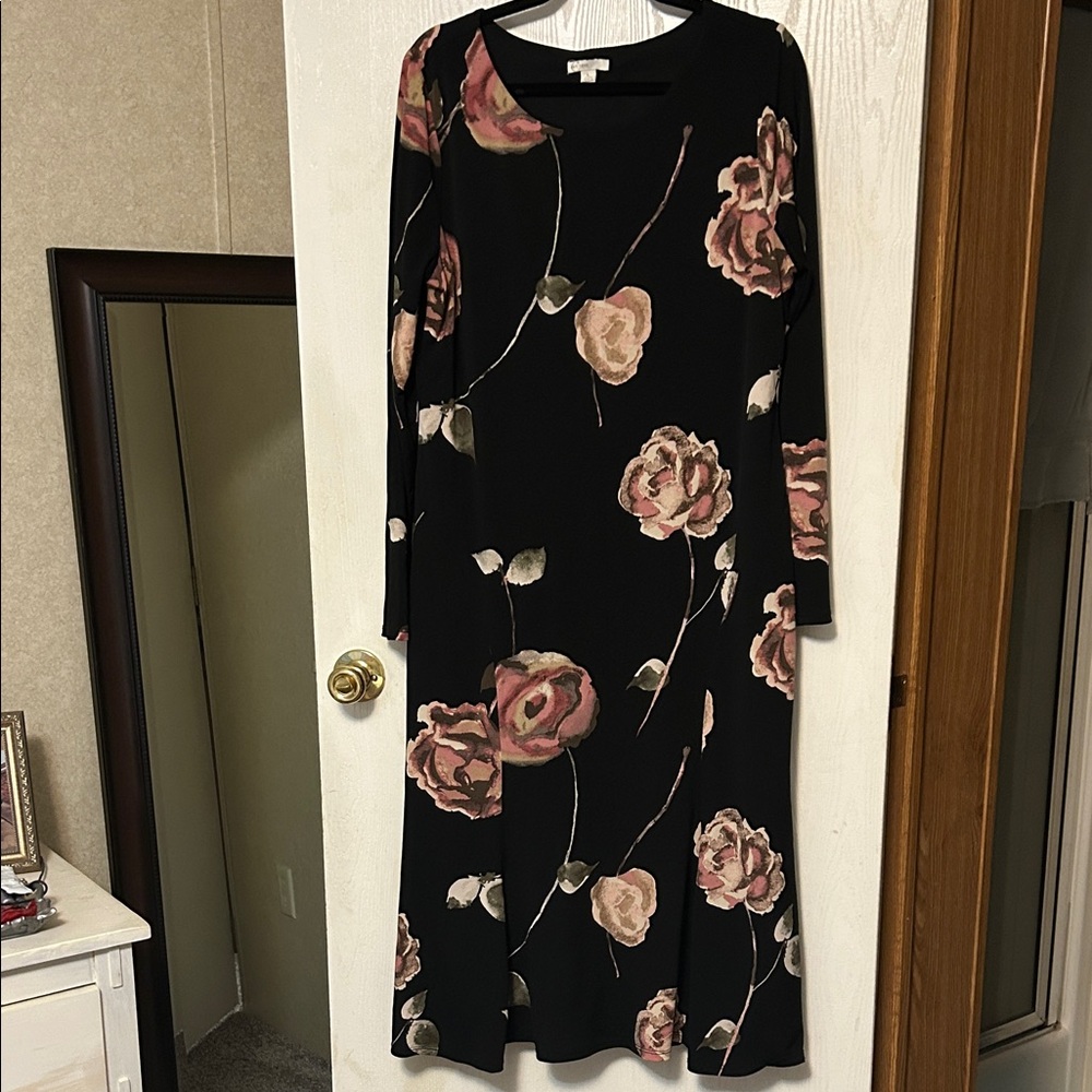Floral Black and Pink Women's Dress Size L